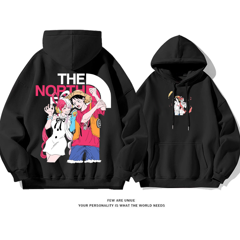 ファッションカップルカートゥーンプリント柄カジュアル純粋な綿素材パーカー