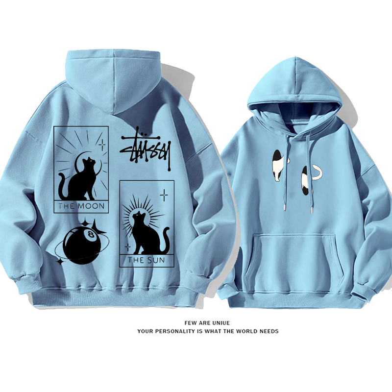 猫のタロットです小衆の設計カジュアルゆったりしていてアドバンスド純粋な綿素材パーカー