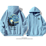 猫と星空です小衆の設計カジュアルファッションゆったりしていてアドバンスドパーカー