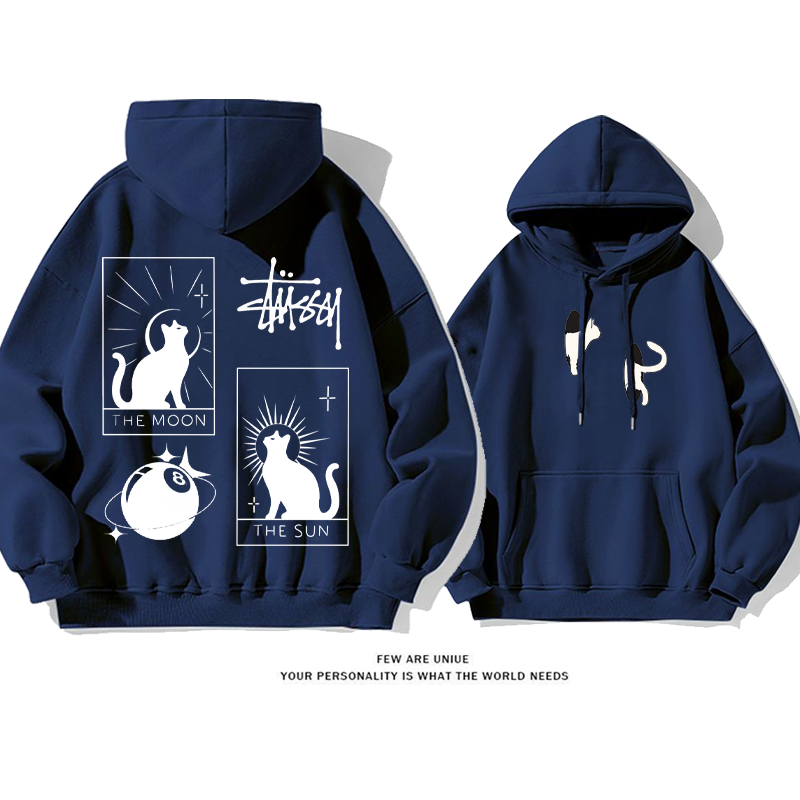 猫のタロットです小衆の設計カジュアルゆったりしていてアドバンスド純粋な綿素材パーカー