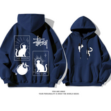 猫のタロットです小衆の設計カジュアルゆったりしていてアドバンスド純粋な綿素材パーカー