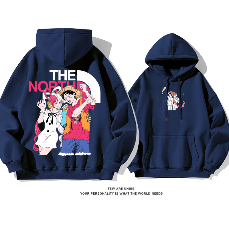 ファッションカップルカートゥーンプリント柄カジュアル純粋な綿素材パーカー