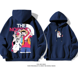 ファッションカップルカートゥーンプリント柄カジュアル純粋な綿素材パーカー