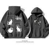 猫のタロットです小衆の設計カジュアルゆったりしていてアドバンスド純粋な綿素材パーカー