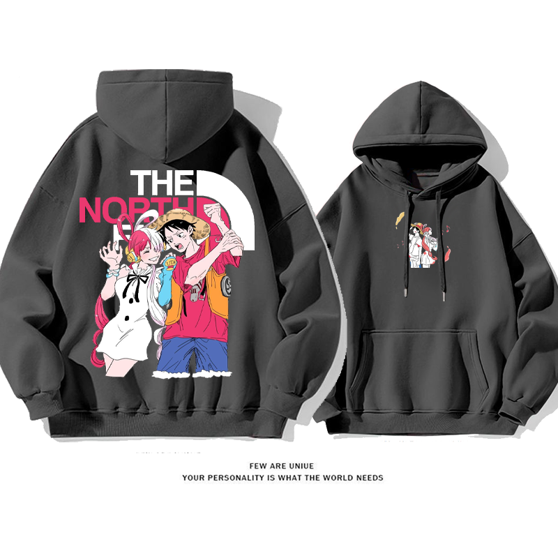 ファッションカップルカートゥーンプリント柄カジュアル純粋な綿素材パーカー