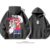 ファッションカップルカートゥーンプリント柄カジュアル純粋な綿素材パーカー