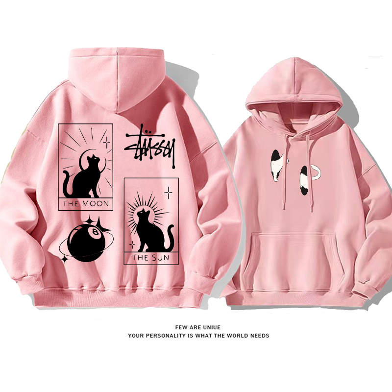 猫のタロットです小衆の設計カジュアルゆったりしていてアドバンスド純粋な綿素材パーカー
