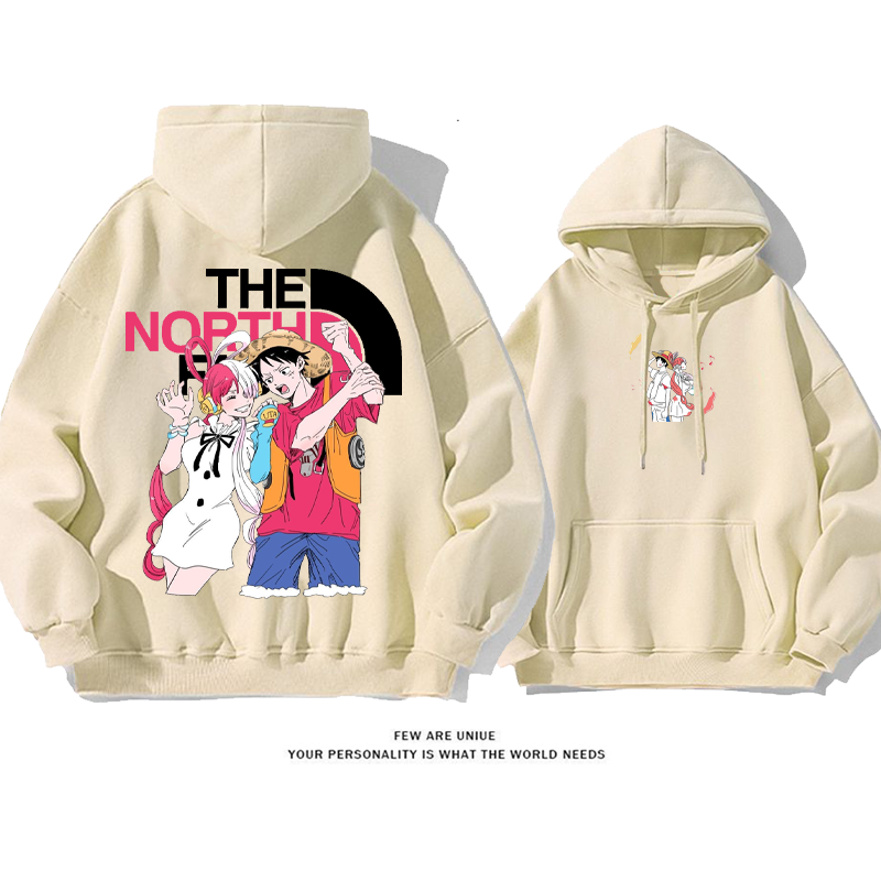 ファッションカップルカートゥーンプリント柄カジュアル純粋な綿素材パーカー