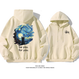 猫と星空です小衆の設計カジュアルファッションゆったりしていてアドバンスドパーカー