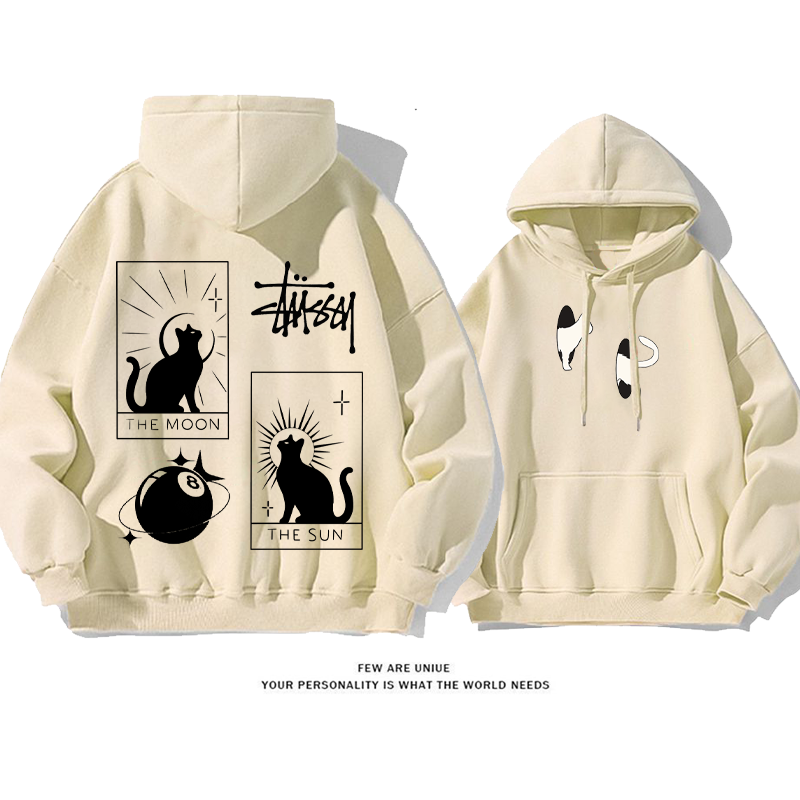 猫のタロットです小衆の設計カジュアルゆったりしていてアドバンスド純粋な綿素材パーカー