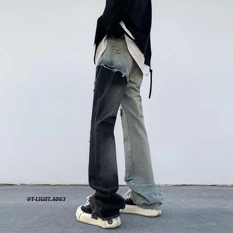 小衆の設計 スプライシング風  超カッコイイ ジーンズ