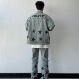 アメリカンスタイル レトロ 星の刺繍 ハイストリートスタイル デニムジャケット