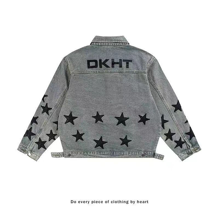 アメリカンスタイル レトロ 星の刺繍 ハイストリートスタイル デニムジャケット