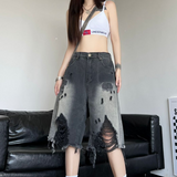 夏の良い選択 超カッコイイ ハイストリートスタイル ダメージデニムパンツ