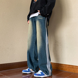 人気爆発 ストライプ カジュアル ジーンズ