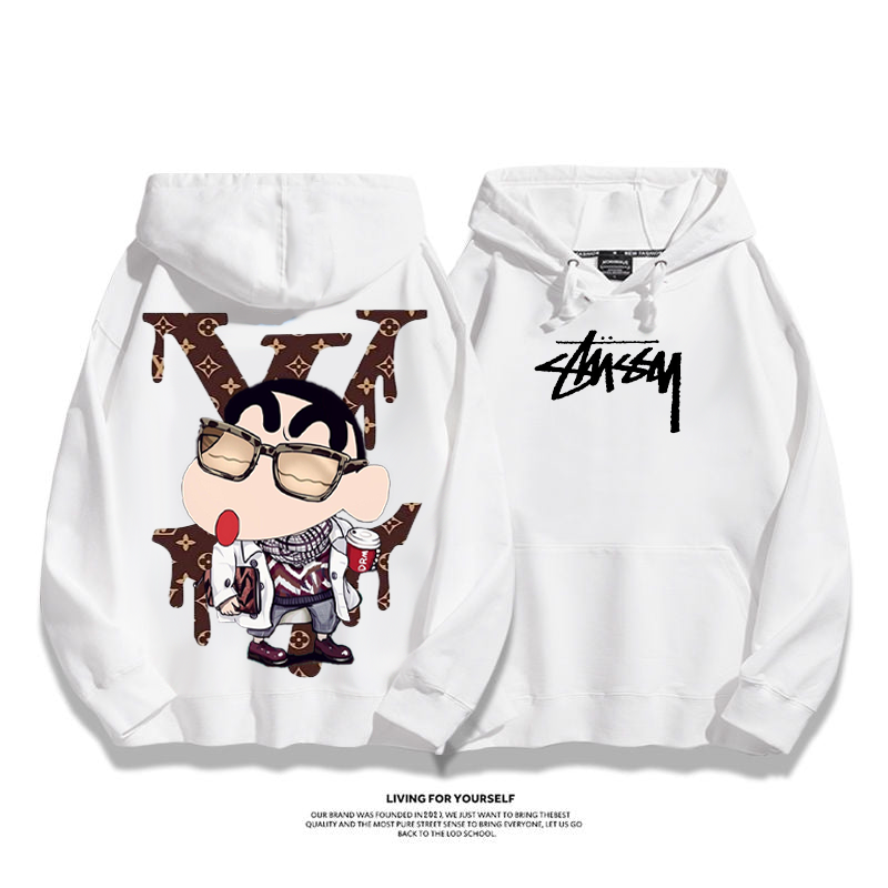 トレンディなファッションのアニメキャラクター プリント柄フード付きパーカー