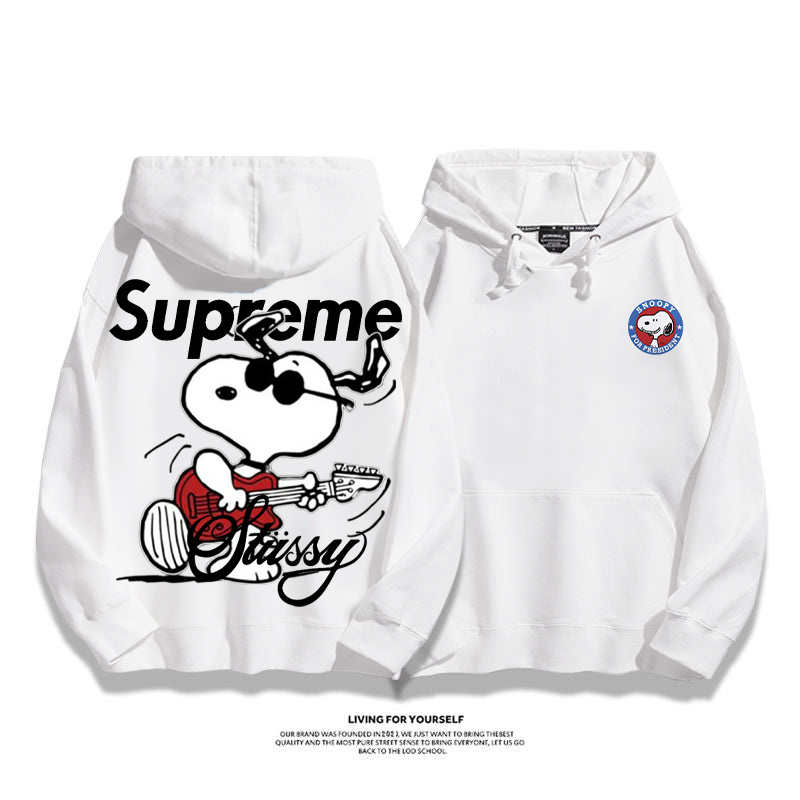 流行のファッション ロックドッグ プリント柄フード付きパーカー