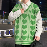 INS大人气 カレッジスタイル かわいいハート柄 ニット タンクトップ