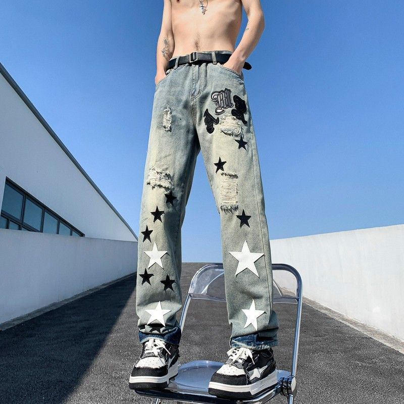 高品質 超カッコイイ HIPHOP ハイストリートスタイル ジーンズ