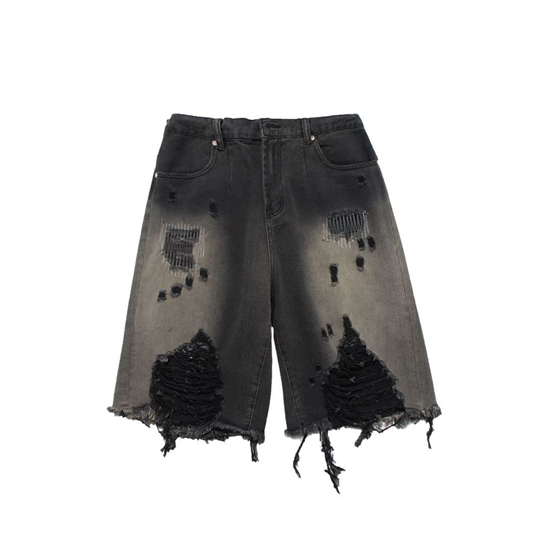 夏の良い選択 超カッコイイ ハイストリートスタイル ダメージデニムパンツ