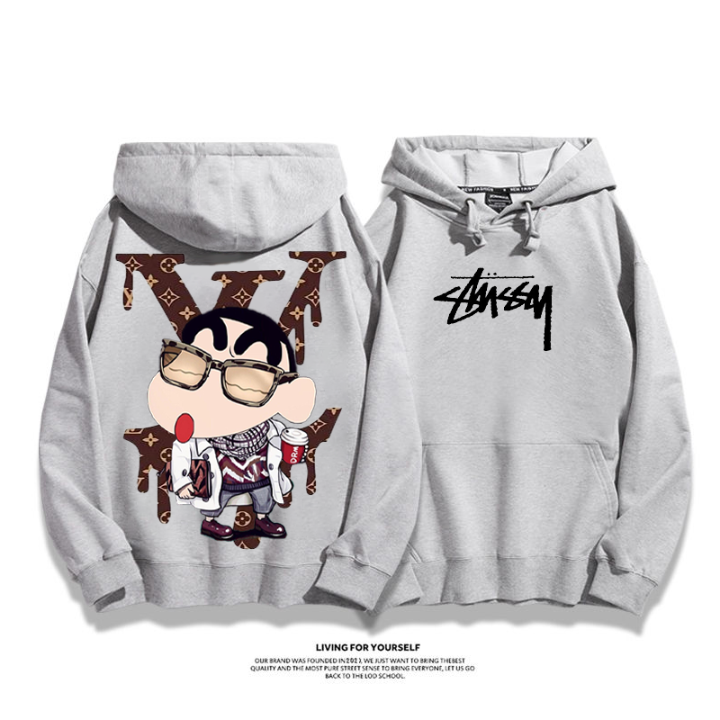 トレンディなファッションのアニメキャラクター プリント柄フード付きパーカー