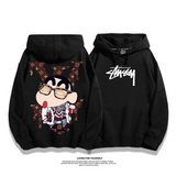 トレンディなファッションのアニメキャラクター プリント柄フード付きパーカー