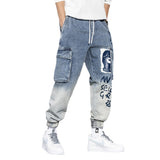 グラデーション 落書き  韓国ファッション ジーンズ