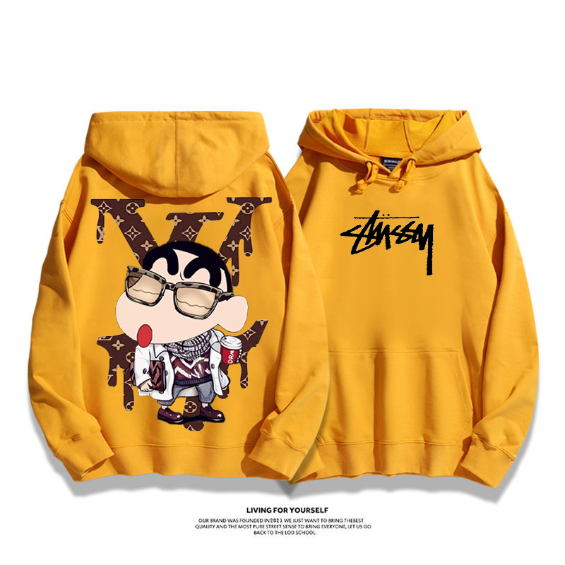 トレンディなファッションのアニメキャラクター プリント柄フード付きパーカー