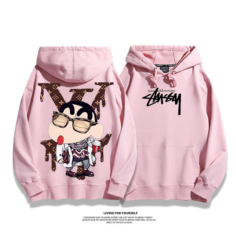 トレンディなファッションのアニメキャラクター プリント柄フード付きパーカー