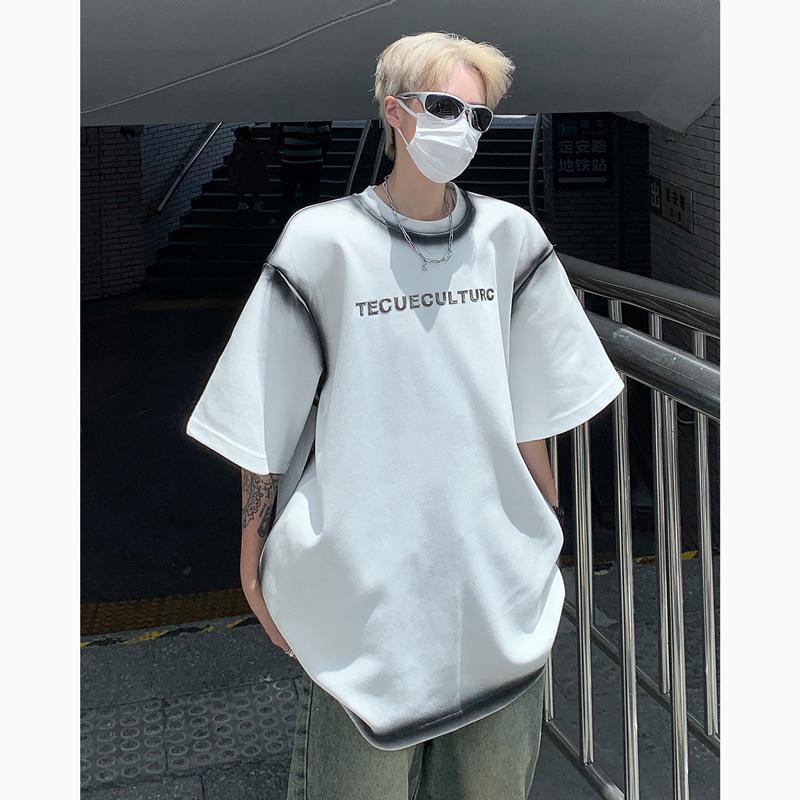 INS大人气 絞り染め風 純粋な綿素材 半袖シャツ