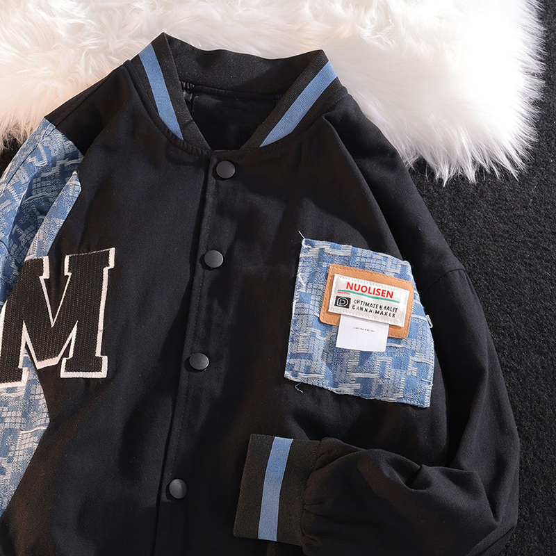 スプライシング風  コントラストカラー  に刺繍  野球コート