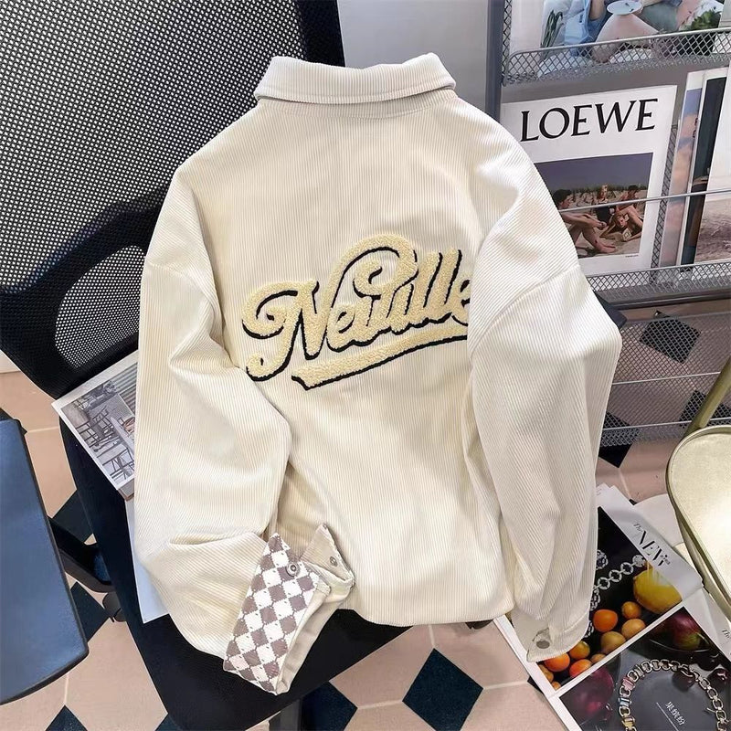 INS大人气 韓国ファッション コーデュロイ レトロ シャツ