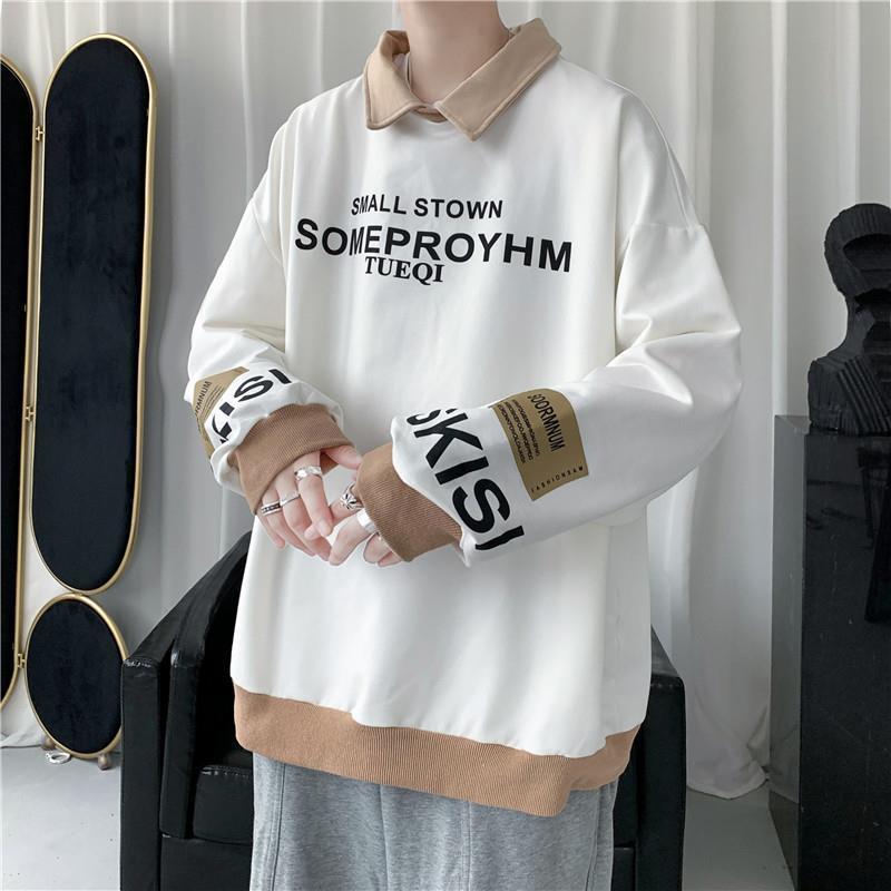 INS大人气 コントラストカラー ファッション 长袖Tシャツ