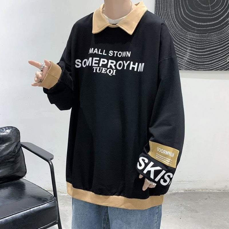 INS大人气 コントラストカラー ファッション 长袖Tシャツ