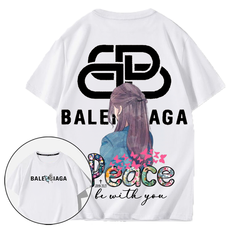 人気のトレンドクールガールバックシルエットとフラットフォントプリント半袖