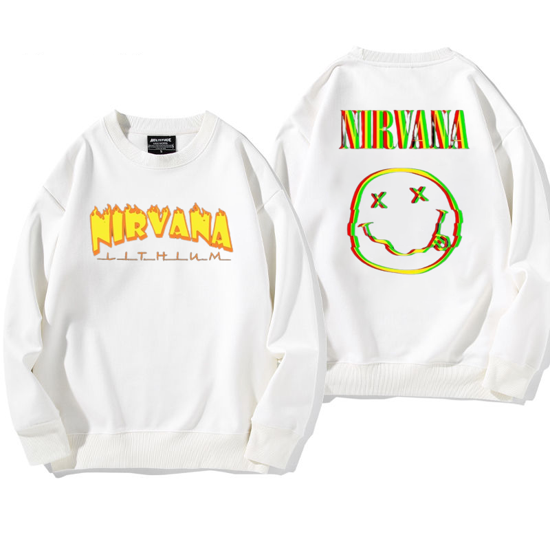 人気爆発超人気超カッコイイ笑顔プリント柄フードなしパーカー