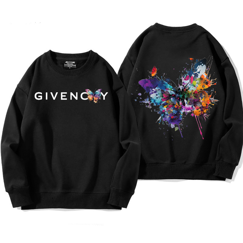 美しいデザイン スプラッシュ水墨画蝶 プリント柄フードなしパー