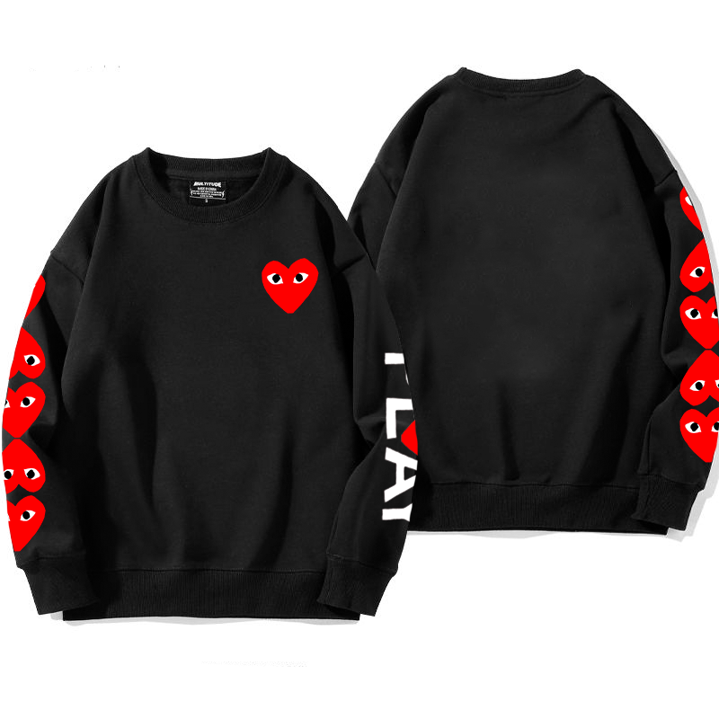 トレンディなデザイン 赤いハート プリント柄フードなしパー