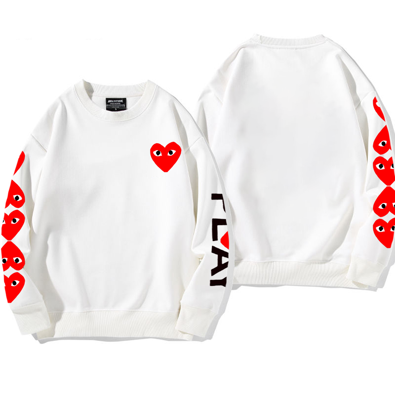 トレンディなデザイン 赤いハート プリント柄フードなしパー