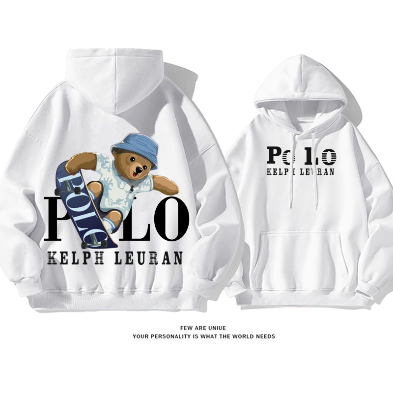 人気のデザイン スケートボードのクマ プリント柄フード付きパーカー