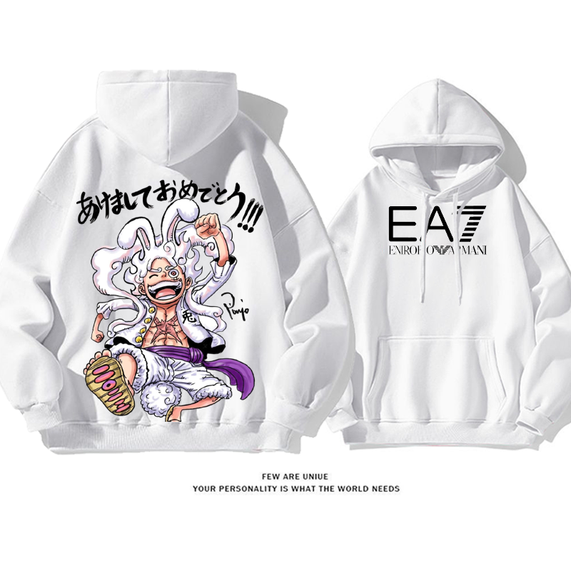 パーソナライズされたデザイン ウサギに変装した男の子 プリント柄フード付きパーカー