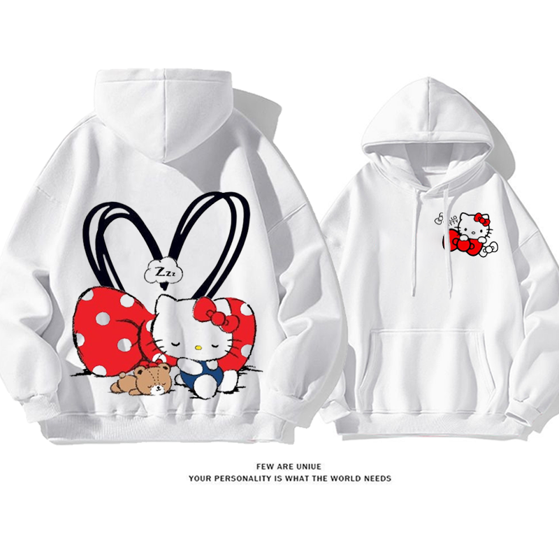 人気の猫たちの子供らしいデザイン プリント柄フード付きパーカー