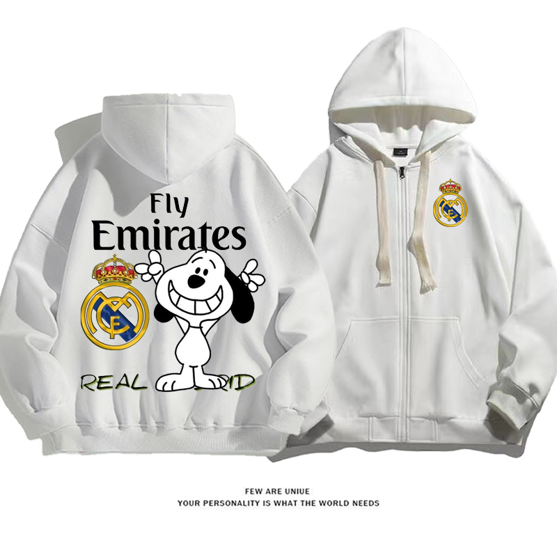 人気爆発スポーツ風小衆の設計白い子犬サッカープリント柄ファッションコート