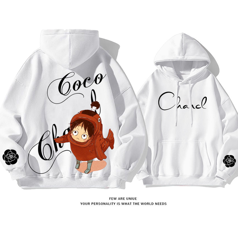 ユニークなデザイン 魚に変装した少年 プリント柄フード付きパーカー