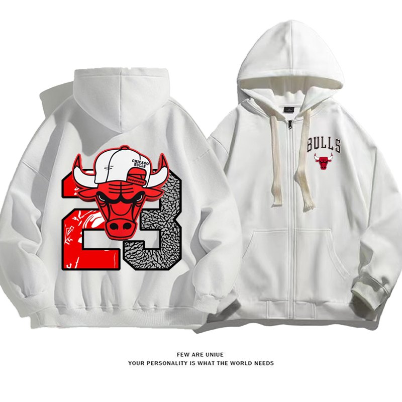 スポーツ風赤い雄牛プリント柄デザイン性のある超カッコイイファッションコート