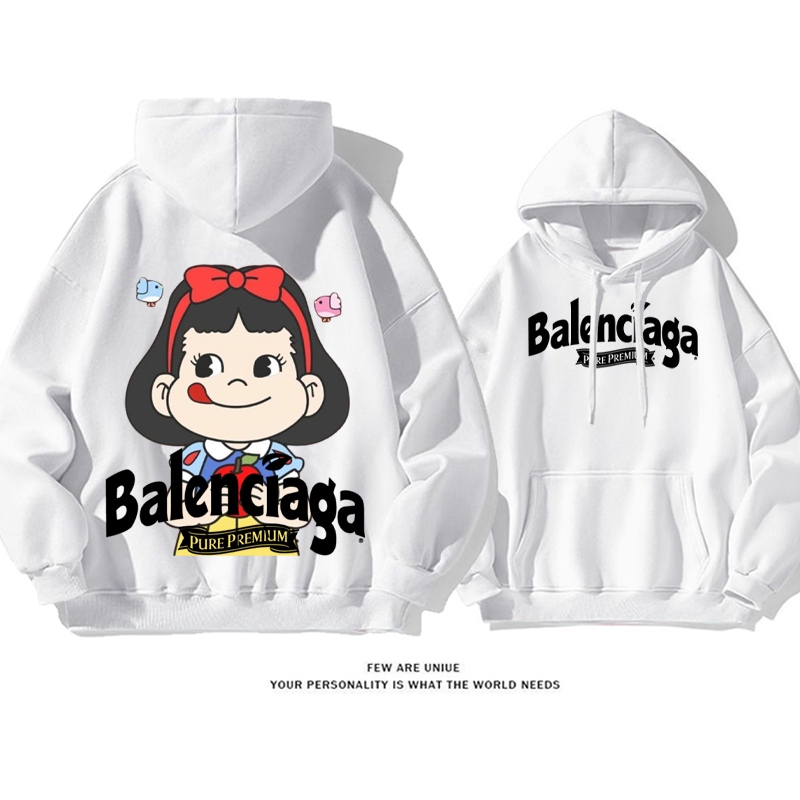 ユニークなデザイン かわいい女の子 プリント柄フード付きパーカー