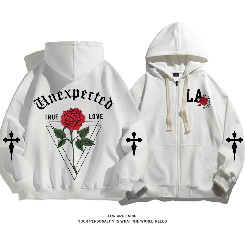 パーソナライズされたデザイン バラと芸術的な言葉 カーディガントレーナー