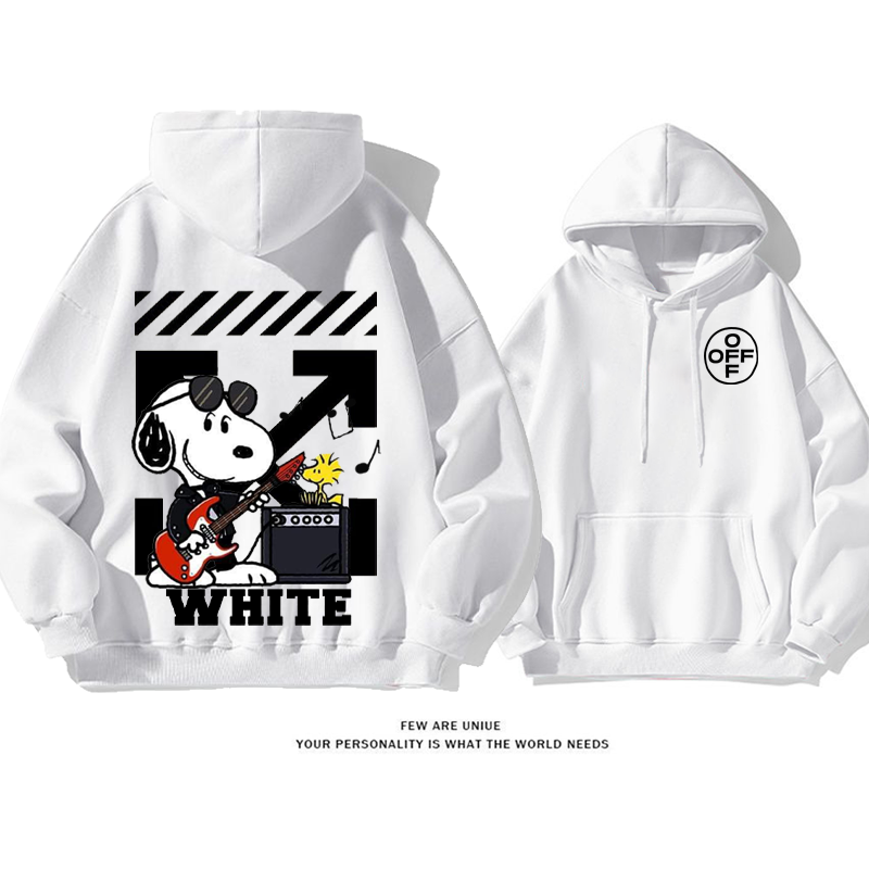 ストリート人気爆発白い子犬音楽カートゥーンファッションパーカー