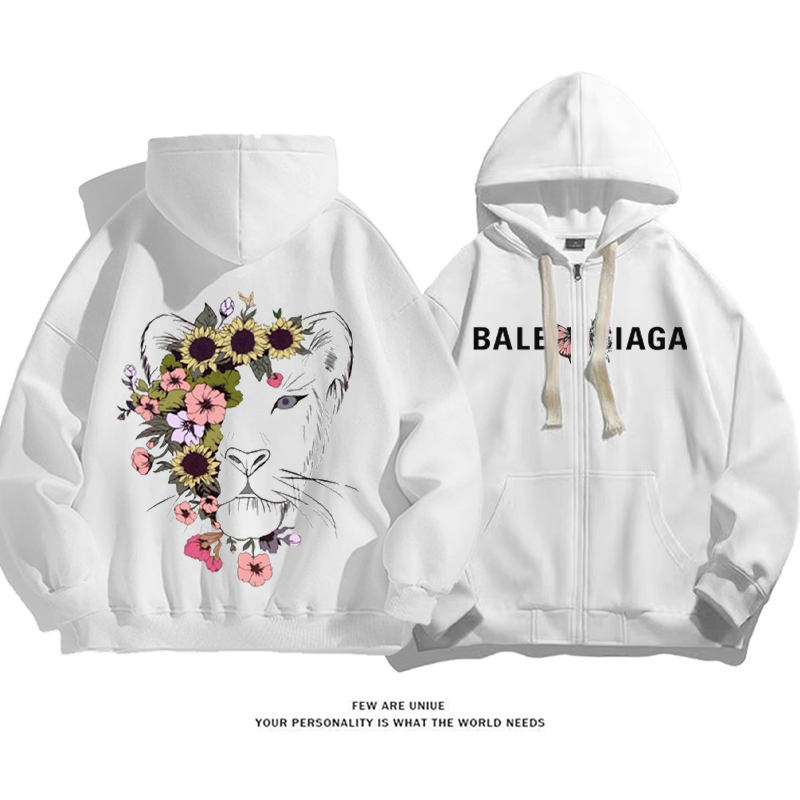 ユニークなデザイン 花と虎 カーディガントレーナー