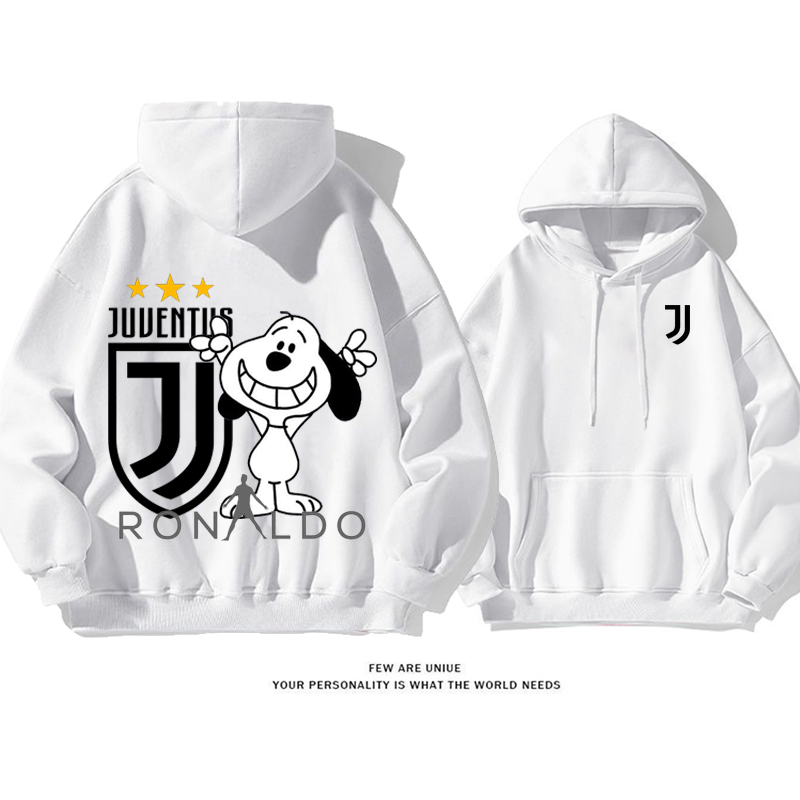 人気爆発カートゥーン白い子犬プリント柄サッカーファッションパーカー